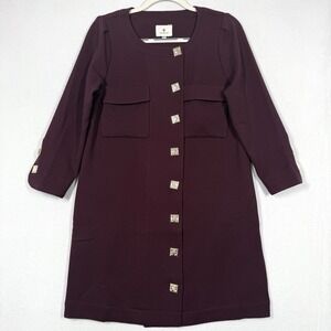 Tuckernuck Dress Womens Small‎ Oxblood Barnett Mini Dress Square Snap Button